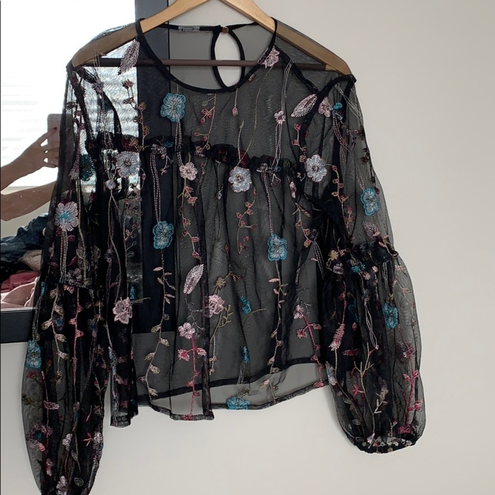 Black see through blouse